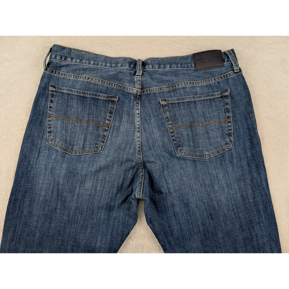 Lucky Brand 181 Relaxed Straight Jeans Men's 40x32(39x31.5) Blue Med Wash Denim